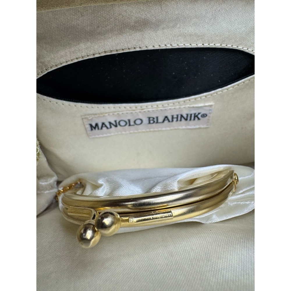 Vintage 90'sManolo Blahnik Fruit Embroidered Canvas Handle Bag Beige - Picture 10 of 13